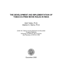 The Development and Implementation of Tobacco-Free Movie Rules in India