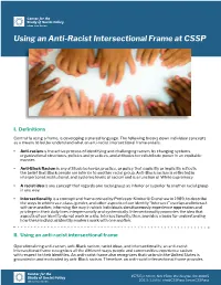 Using an Anti-Racist Intersectional Frame at CSSP