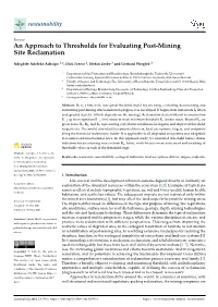 An Approach to Thresholds for Evaluating Post-Mining Site Reclamation