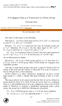 Conjugacy Class As a Transversal in a Finite Group