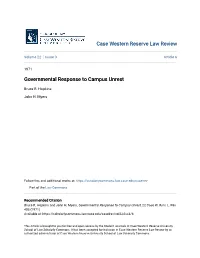Governmental Response to Campus Unrest