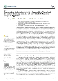 Regeneration Criteria for Adaptive Reuse of the Waterfront Ecosystem: Learning from the US Case Study to Improve European Approach