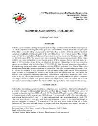 Seismic Hazard Mapping of Delhi City