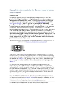 The Immoveable Barrier That Open Access Advocates Underestimated