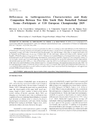 Differences in Anthropometrics Characteristics and Body