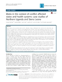 Ebola in the Context of Conflict Affected States and Health Systems