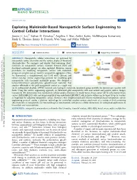Exploring Maleimide-Based Nanoparticle Surface Engineering to Control Cellular Interactions # # Joanne C