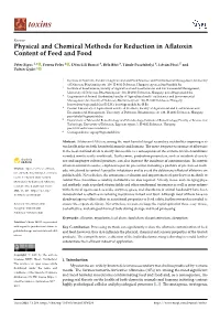 Physical and Chemical Methods for Reduction in Aflatoxin Content Of