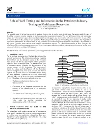 Role of Well Testing and Information in the Petroleum Industry- Testing in Multilayers Reservoirs Assoc