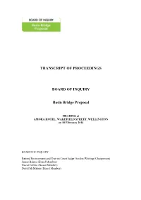 TRANSCRIPT of PROCEEDINGS BOARD of INQUIRY Basin Bridge