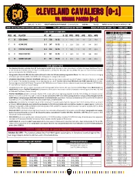 2019-20 Cleveland Cavaliers Game Notes Follow @Cavsnotes on Twitter Regular Season Game # 2 Home Game # 1 Cavs Qu