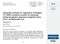 Application of Fengyun 3-C GNSS Occulation Sounder for Assessing Global Ionospheric Response to Magnetic Storm Event” by Weihua Bai Et Al
