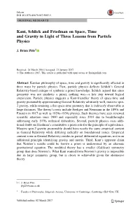 Kant, Schlick and Friedman on Space, Time and Gravity in Light of Three Lessons from Particle Physics