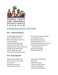 Participating Schools 2019-2020