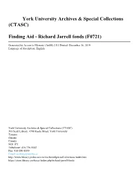 York University Archives & Special Collections (CTASC) Finding