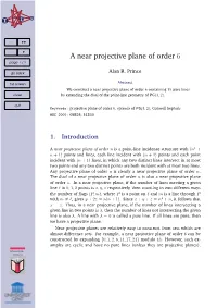 A Near Projective Plane of Order 6 Page 1 / 9