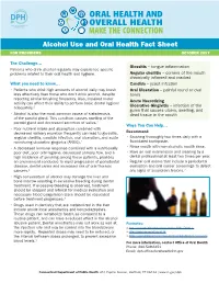 Alcohol Use and Oral Health Fact Sheet for PROVIDERS OCTOBER 2017