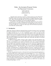Dafny: an Automatic Program Veriﬁer for Functional Correctness K