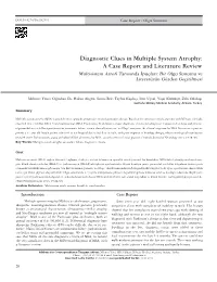 Diagnostic Clues in Multiple System Atrophy