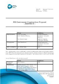 ESS Instrument Construction Proposal &lt;‌RESPECT‌&gt;