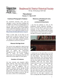 Newsletter Number 12 March 2019