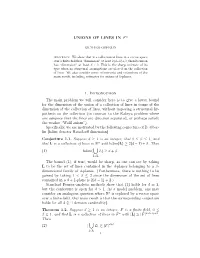 UNIONS of LINES in Fn 1. Introduction the Main Problem We