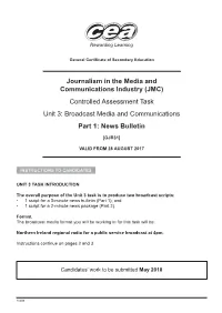 11408 GCSE CAT Journalism and the Media (Unit 3) (Part 1) 2018.Indd