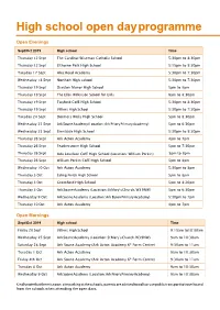 High School Open Day Programme