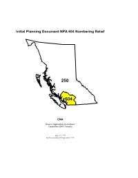 Initial Planning Document NPA 604 Numbering Relief