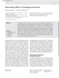 Noncoding RNA in Cholangiocarcinoma
