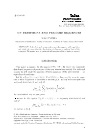 ON PARTITIONS and PERIODIC SEQUENCES Introduction