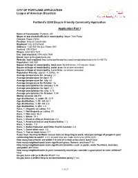 Portland's Bicycle Friendly Community Application