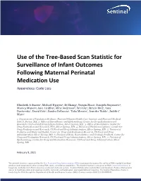 Use of the Tree-Based Scan Statistic for Surveillance of Infant Outcomes Following Maternal Perinatal Medication Use Appendices: Code Lists