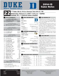 2014-15 Game Notes.Indd