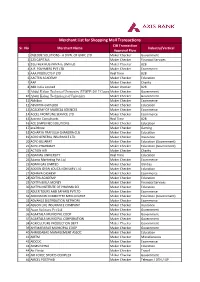 Merchant List for Shopping Mall Transactions CIB Transaction Sr