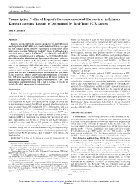 Transcription Profile of Kaposi's Sarcoma-Associated Herpesvirus in Primary Kaposi's Sarcoma Lesions As Determined by Real-Time PCR Arrays