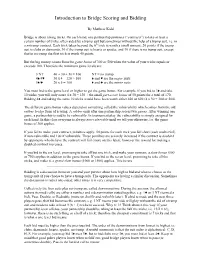 Introduction to Bridge Scoring and Bidding