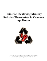 Guide for Identifying Mercury Switches/Thermostats in Common Appliances