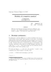 Modulo of a Negative Number1 1 Modular Arithmetic