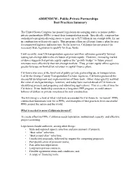 Public-Private Partnerships Best Practices Summary