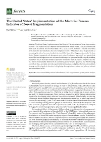 The United States' Implementation of the Montréal Process Indicator Of