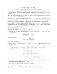 Uniform Convergence and Differentiation Theorem 6.3.1