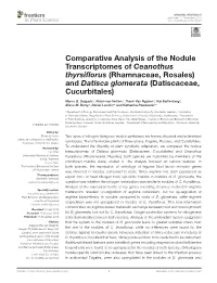 Comparative Analysis of the Nodule Transcriptomes of Ceanothus Thyrsiﬂorus (Rhamnaceae, Rosales) and Datisca Glomerata (Datiscaceae, Cucurbitales)