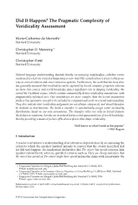 Did It Happen? the Pragmatic Complexity of Veridicality Assessment