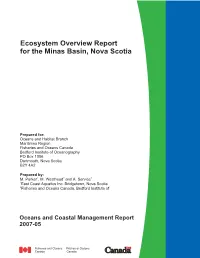 Ecosystem Overview Report for the Minas Basin, Nova Scotia