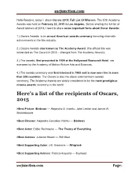 Here's a List of the Recipients of Oscars, 2015