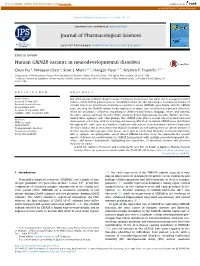 Human GRIN2B Variants in Neurodevelopmental Disorders