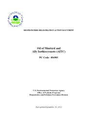Oil of Mustard and Ally Isothiocyanate (AITC)