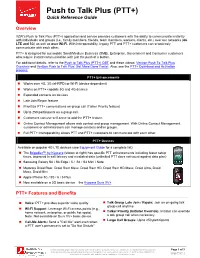 Push to Talk Plus (PTT+) Quick Reference Guide