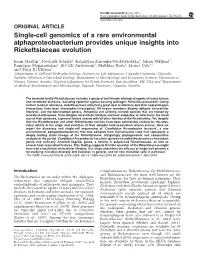 Single-Cell Genomics of a Rare Environmental Alphaproteobacterium Provides Unique Insights Into Rickettsiaceae Evolution